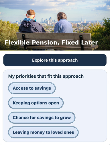 Flexible Pension, Fixed Later approach showing member priorities